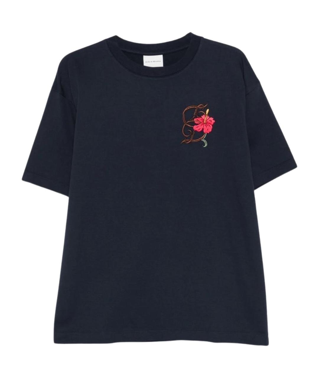 Drole de Monsieur Темно-синяя хлопковая футболка, фото 1