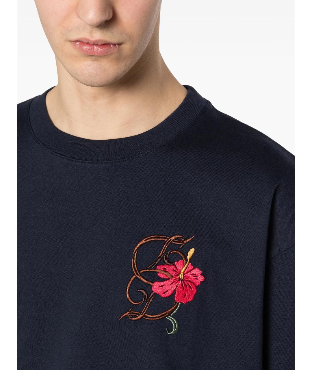 Drole de Monsieur Темно-синяя хлопковая футболка, фото 5