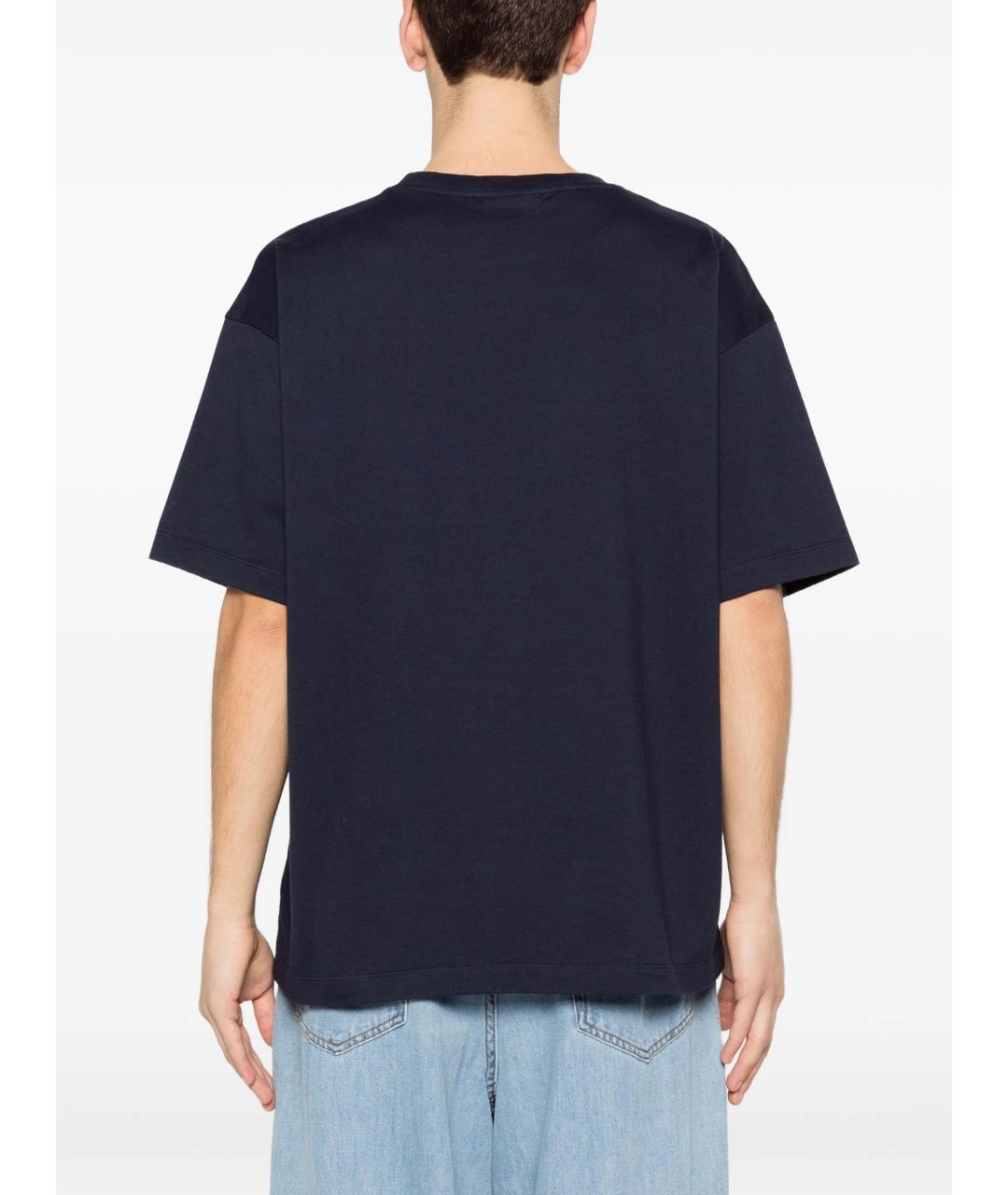 Drole de Monsieur Темно-синяя хлопковая футболка, фото 4