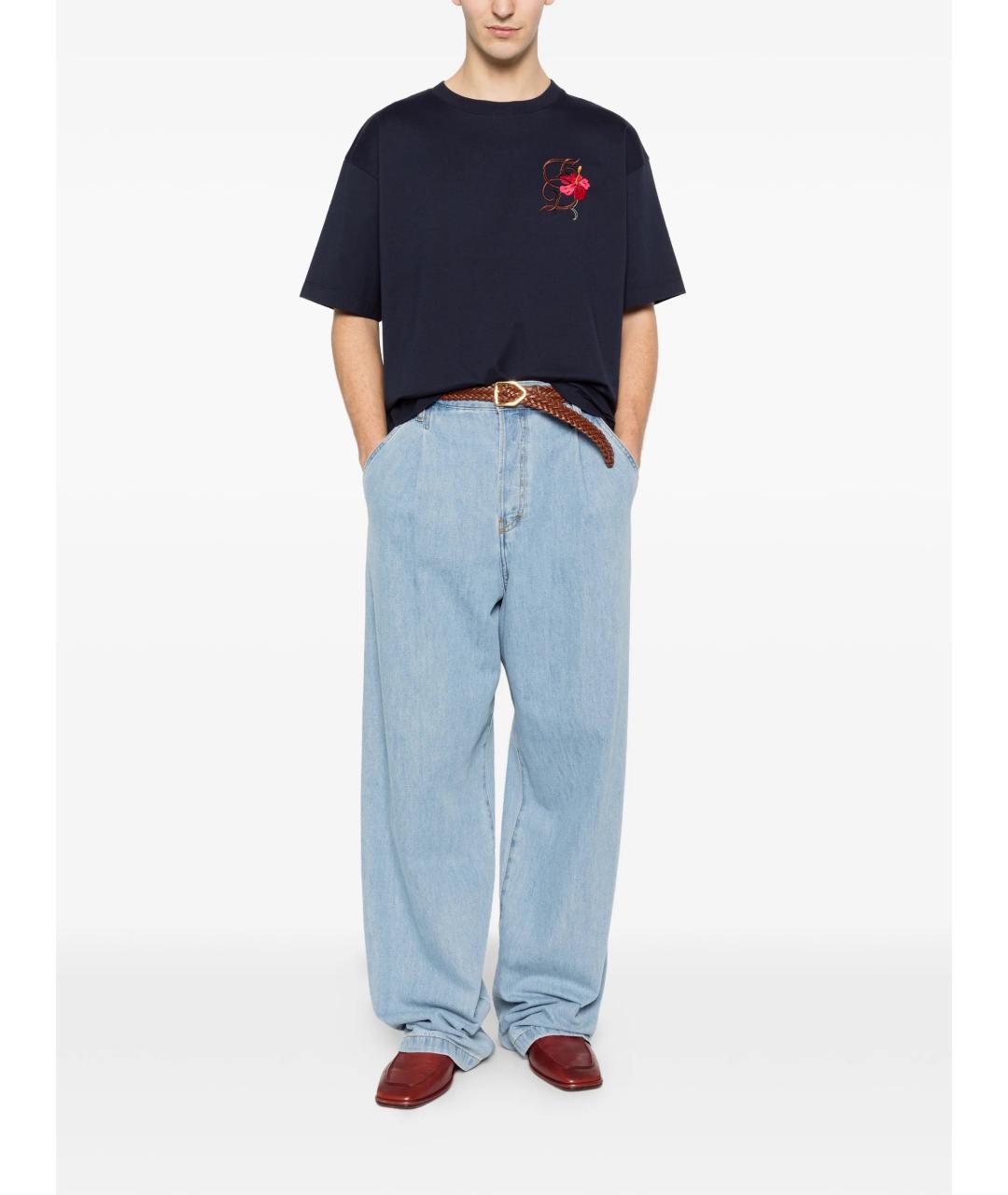 Drole de Monsieur Темно-синяя хлопковая футболка, фото 2