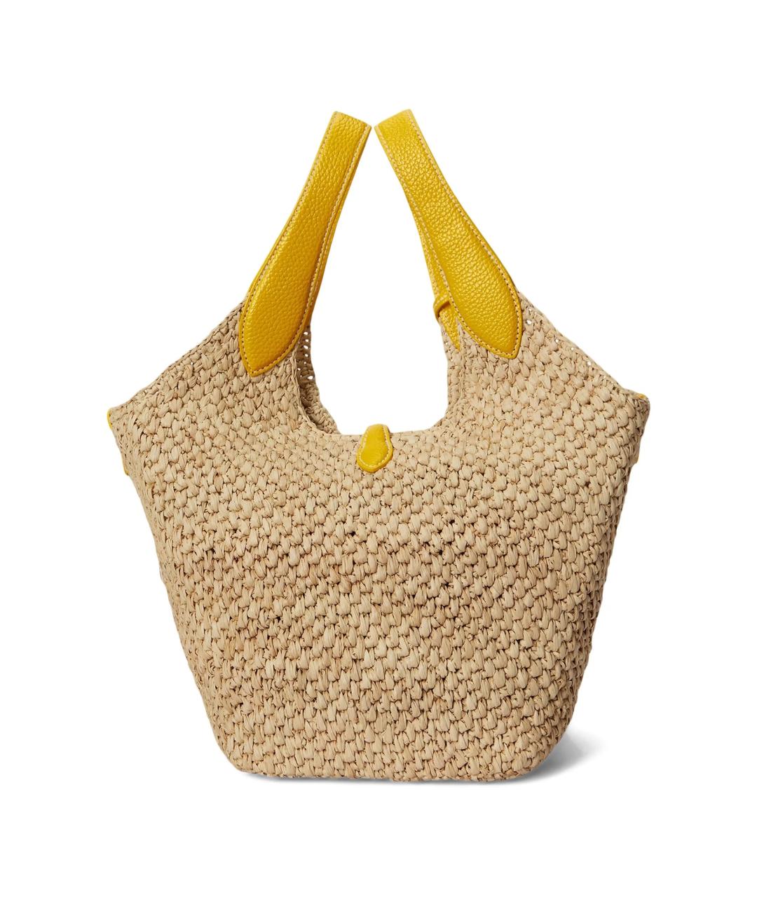 POLO RALPH LAUREN Бежевая пелетеная сумка тоут, фото 3