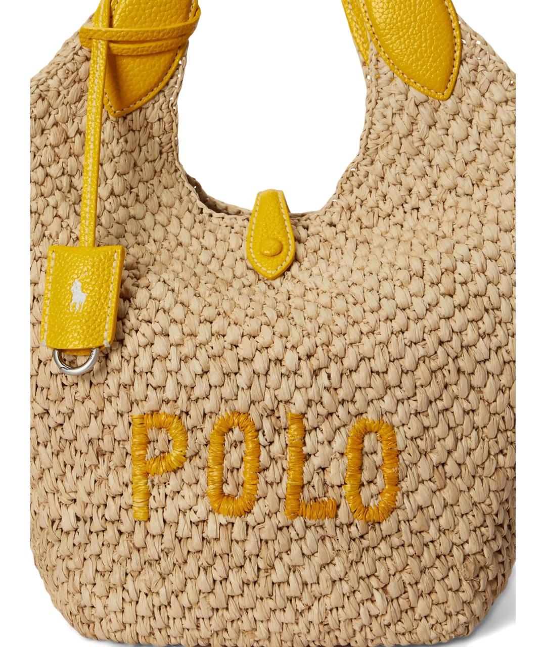 POLO RALPH LAUREN Бежевая пелетеная сумка тоут, фото 4