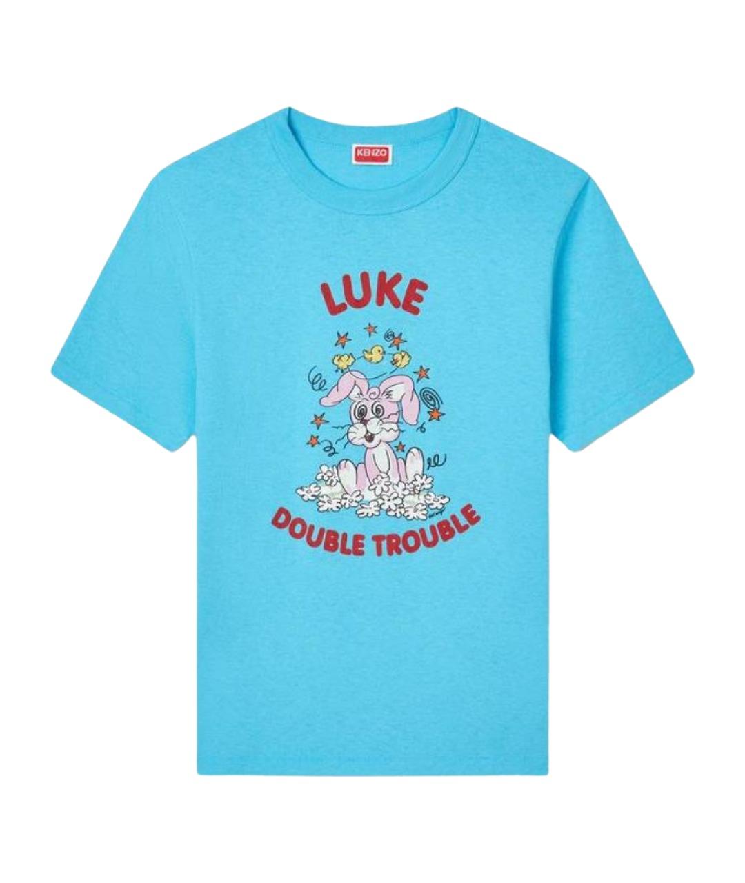 KENZO Голубая хлопковая футболка, фото 1