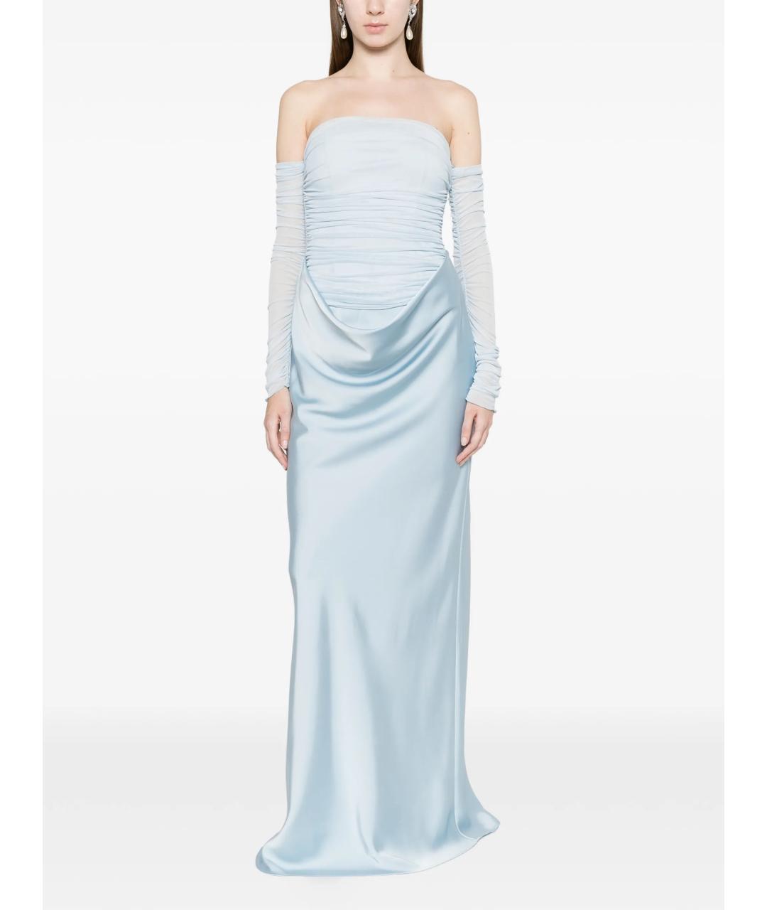 ROTATE Голубое полиэстеровое вечернее платье, фото 2