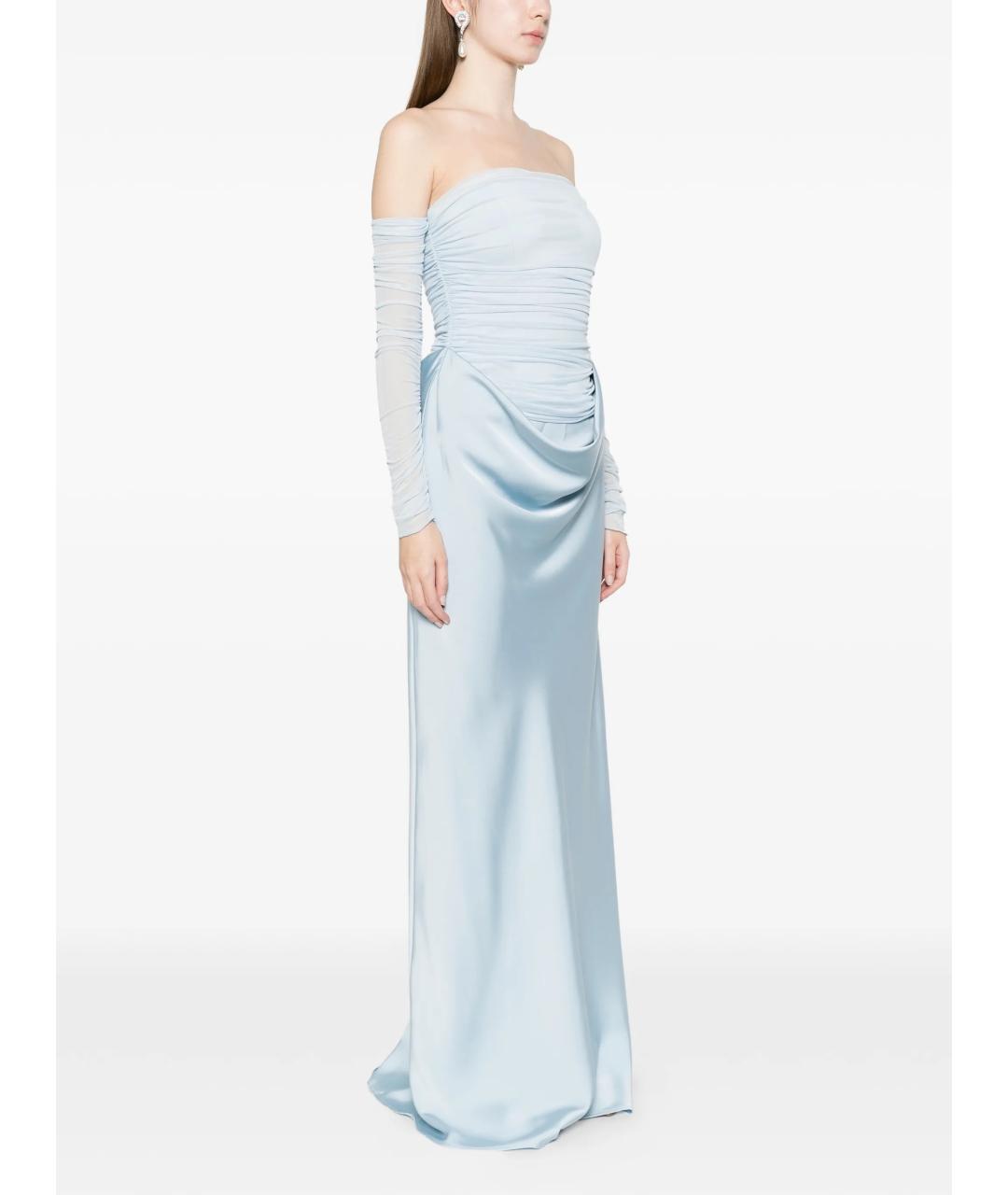 ROTATE Голубое полиэстеровое вечернее платье, фото 3