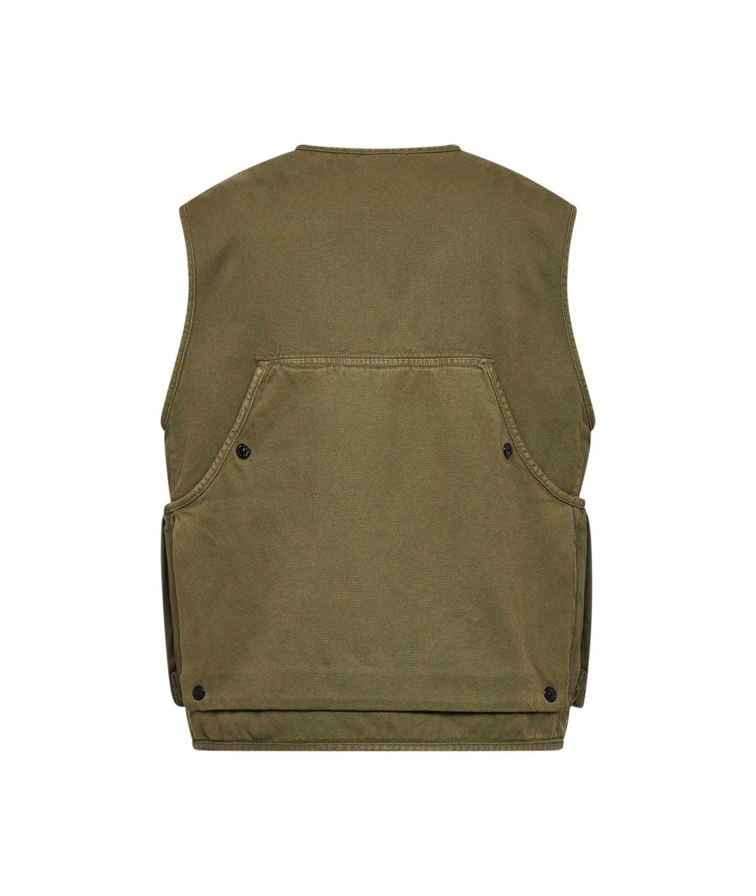 STONE ISLAND Зеленый хлопковый жилет, фото 2