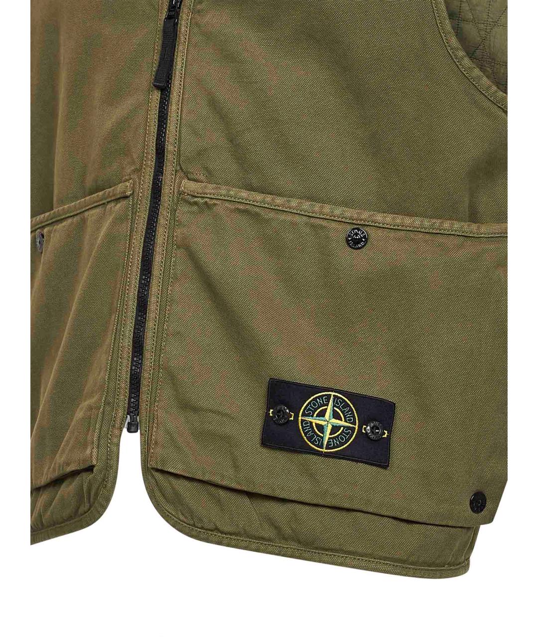 STONE ISLAND Зеленый хлопковый жилет, фото 3
