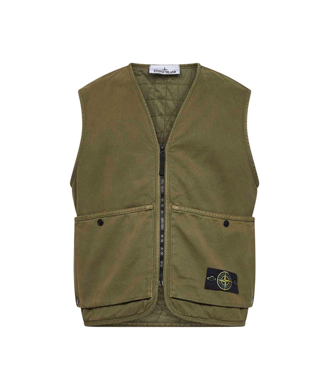 STONE ISLAND Зеленый хлопковый жилет, фото 1