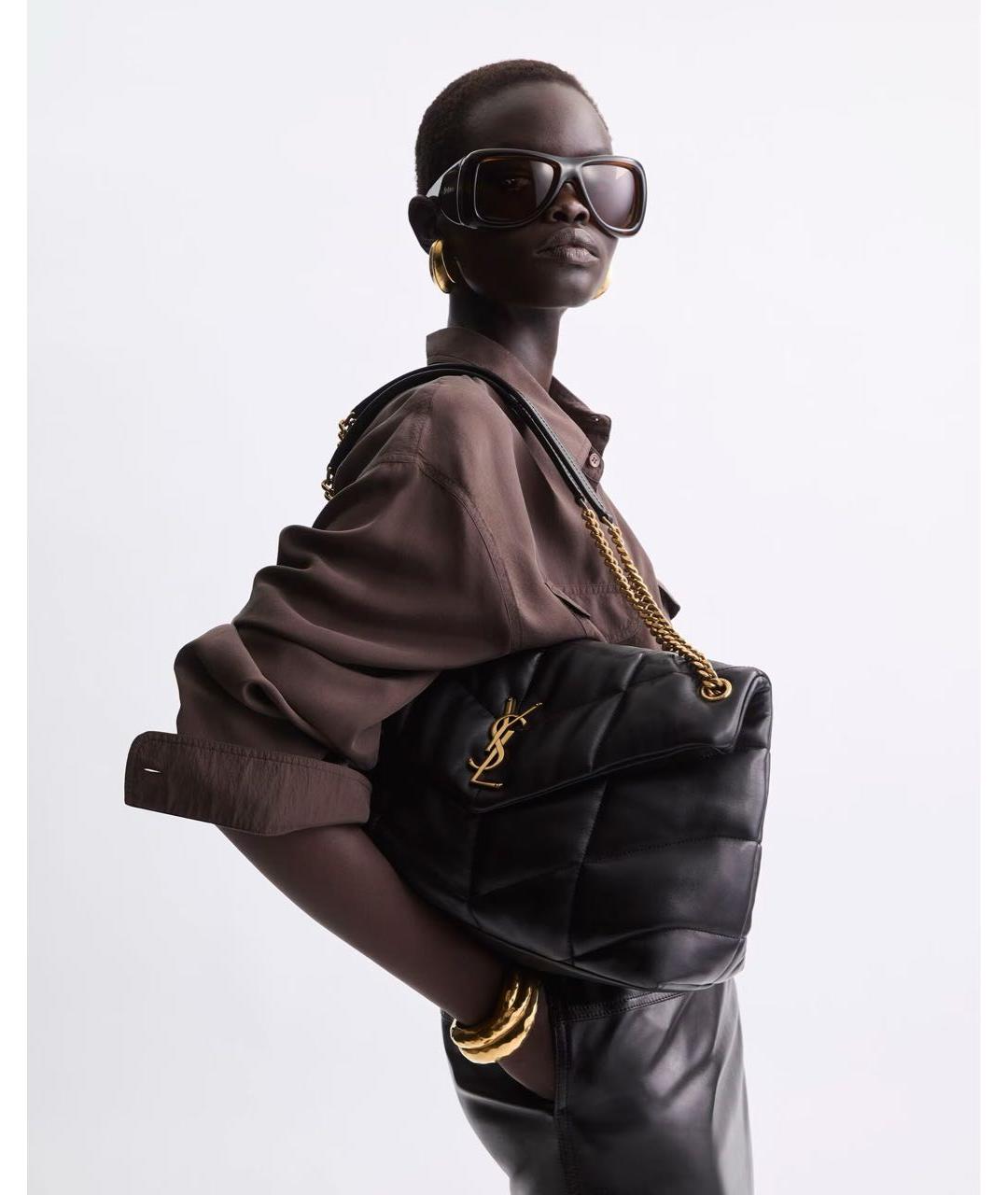 SAINT LAURENT Черная кожаная сумка через плечо, фото 2