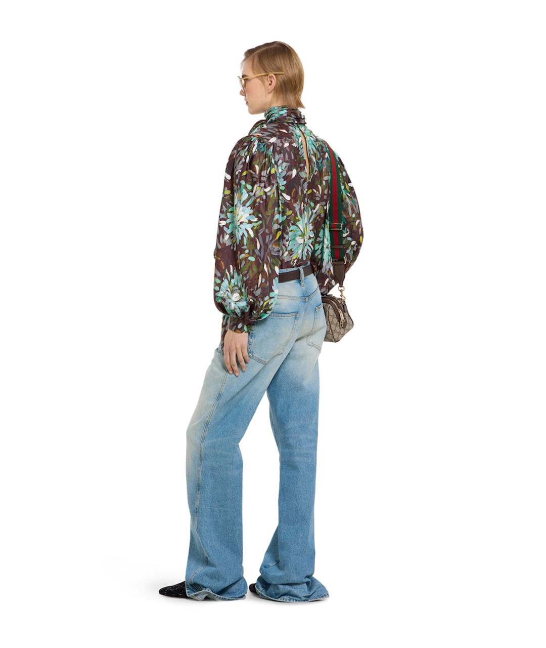 GUCCI Голубые хлопковые прямые джинсы, фото 5