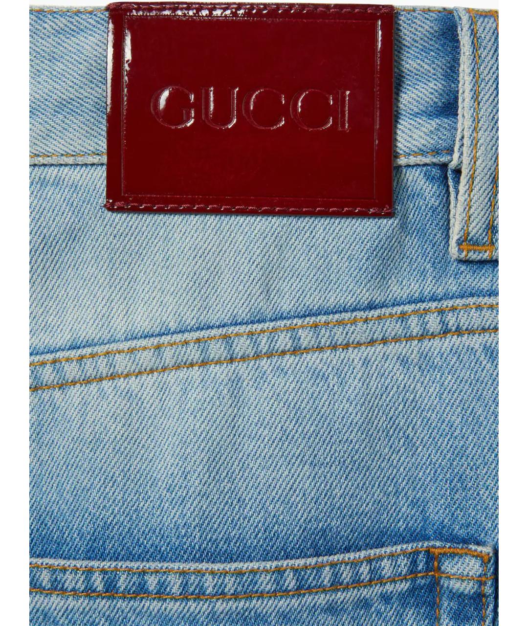 GUCCI Голубые хлопковые прямые джинсы, фото 6