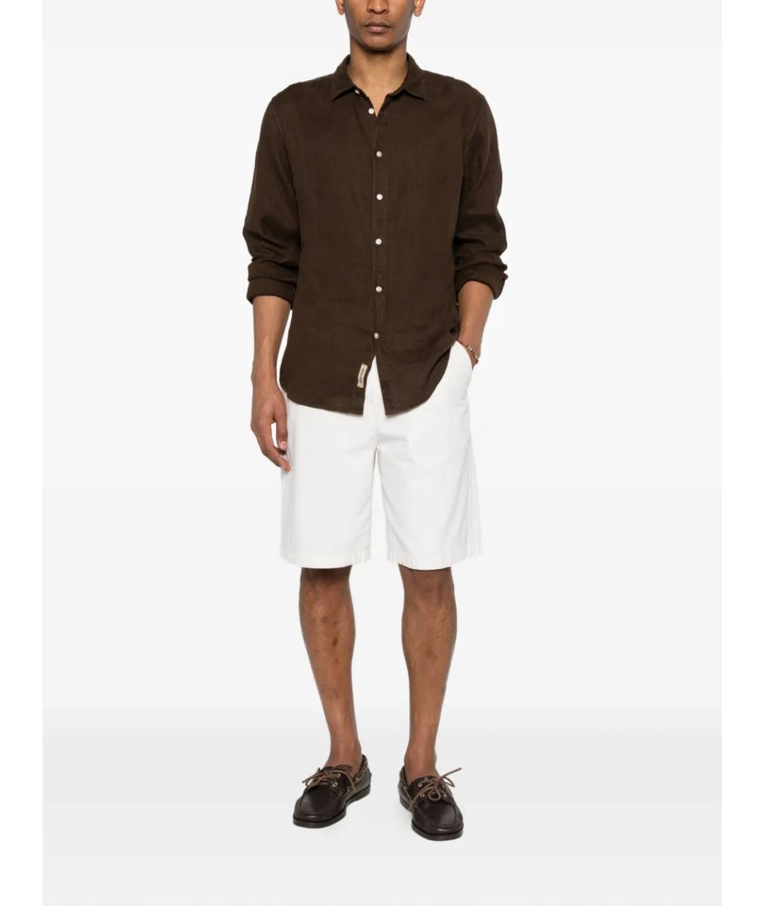 WOOLRICH Коричневая льняная кэжуал рубашка, фото 2