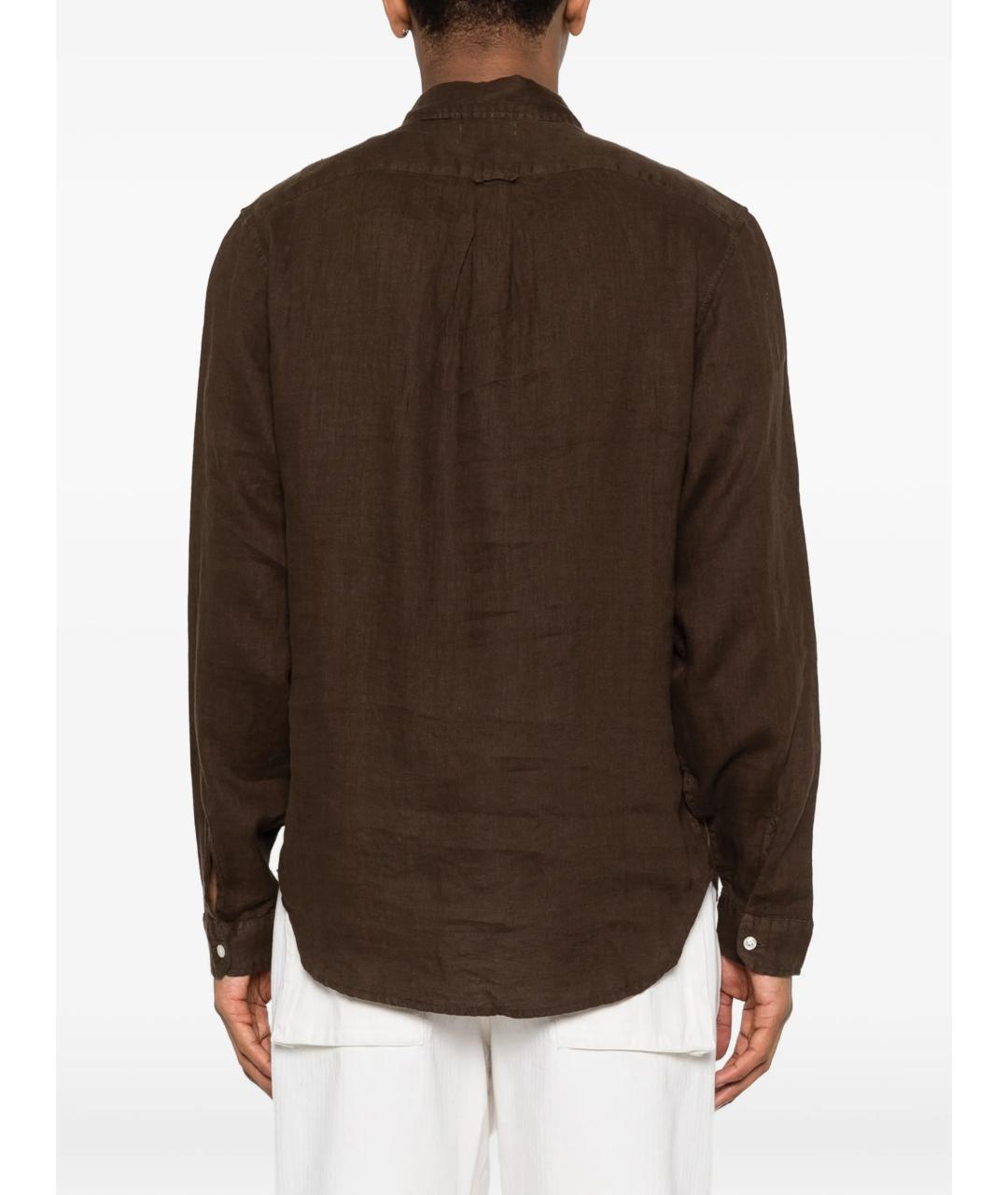 WOOLRICH Коричневая льняная кэжуал рубашка, фото 4