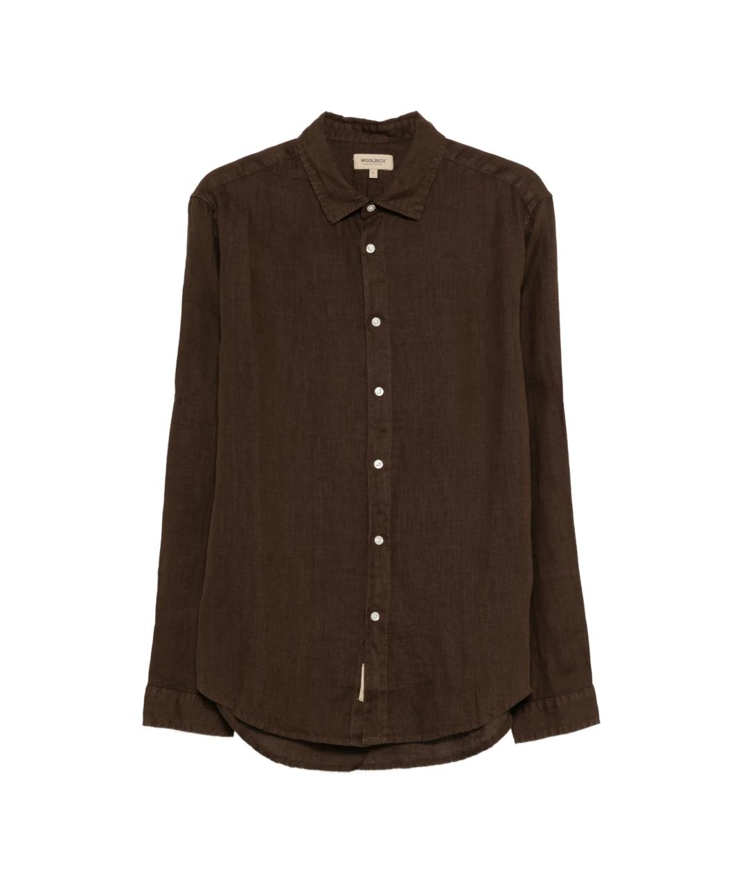 WOOLRICH Коричневая льняная кэжуал рубашка, фото 1