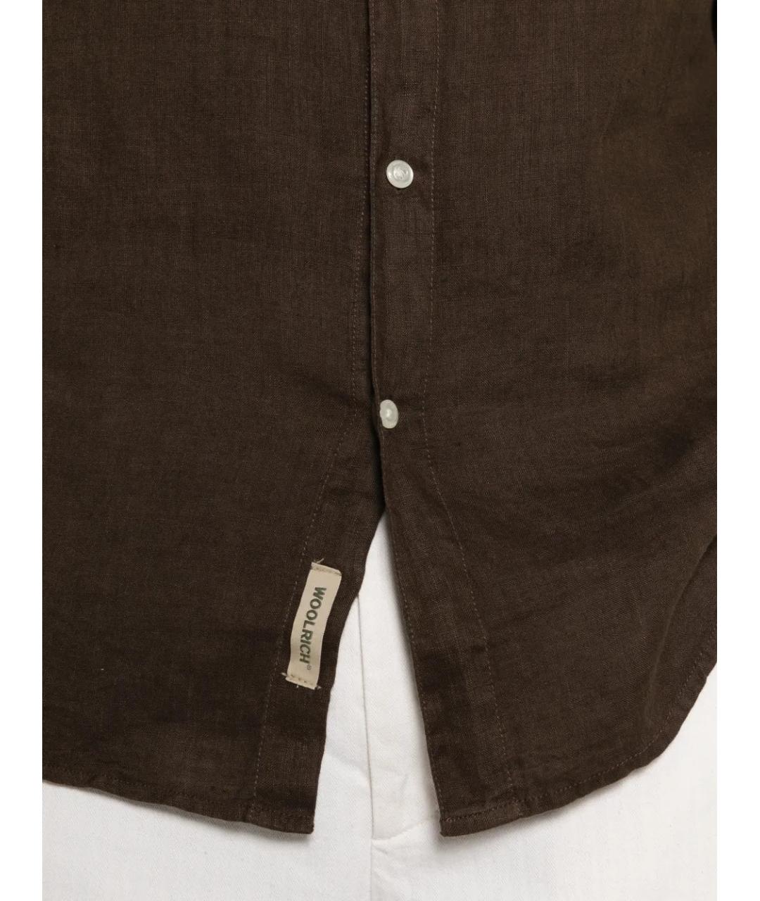 WOOLRICH Коричневая льняная кэжуал рубашка, фото 5