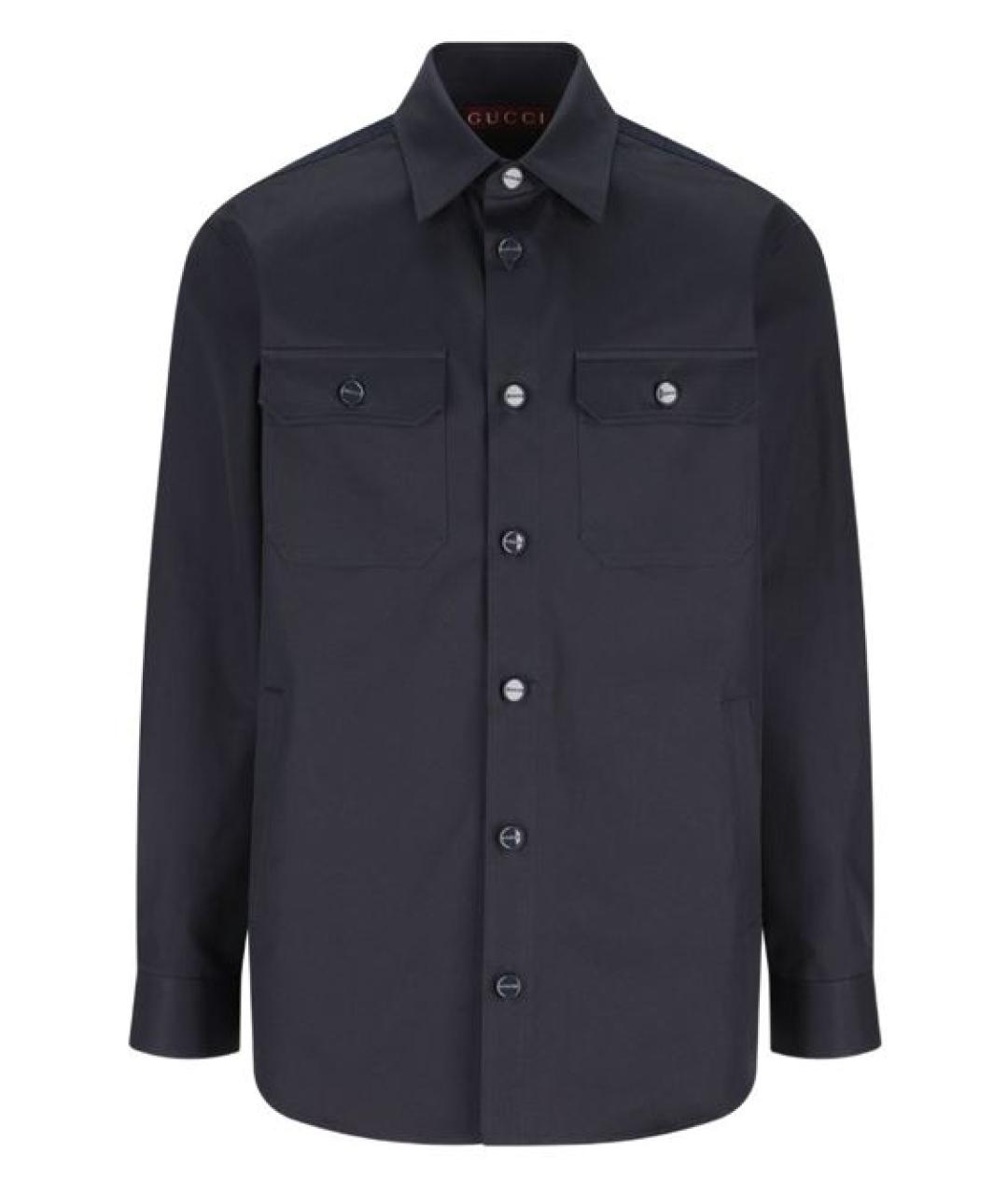GUCCI Темно-синяя хлопковая кэжуал рубашка, фото 1