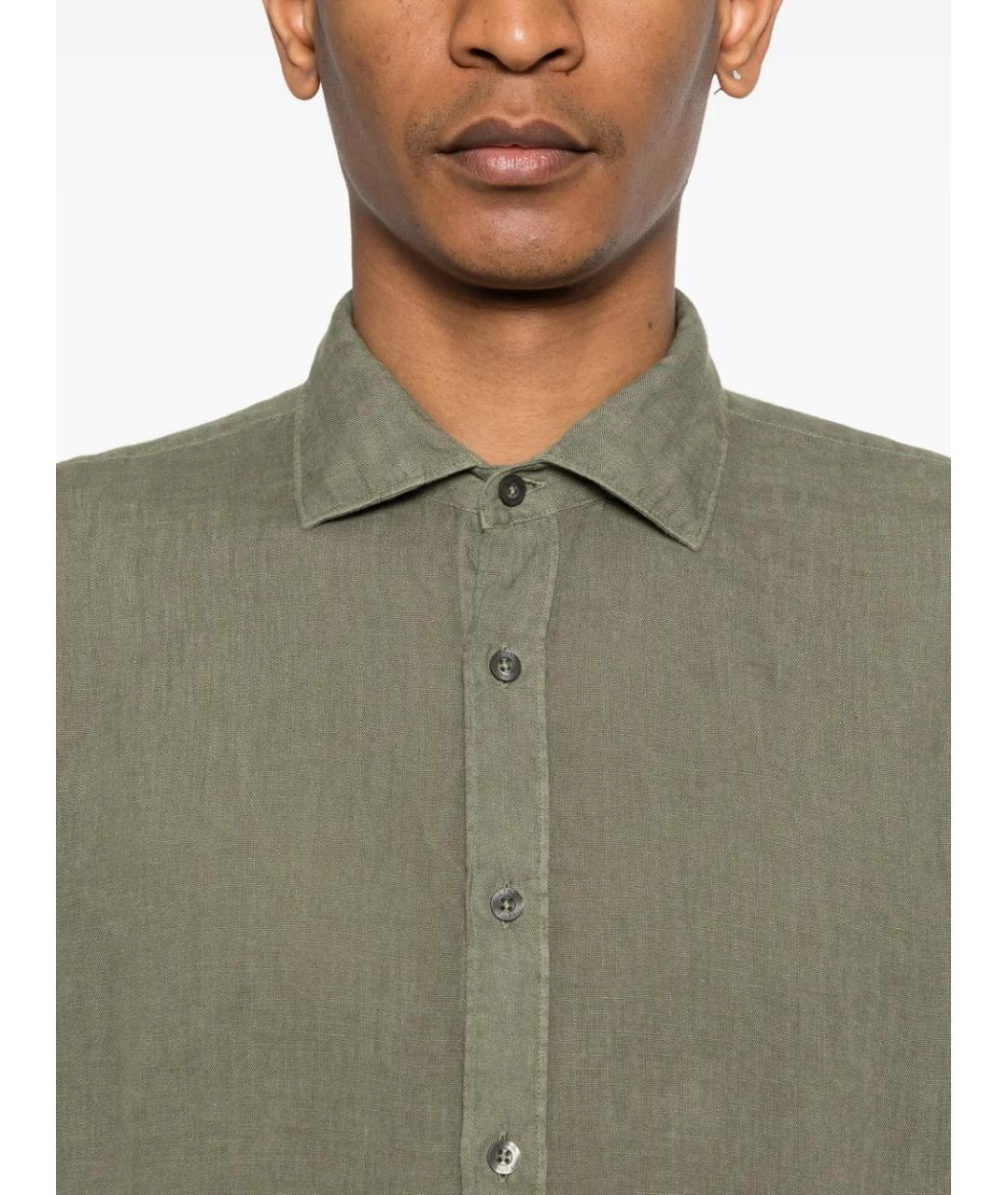 120% LINO Зеленая льняная кэжуал рубашка, фото 5