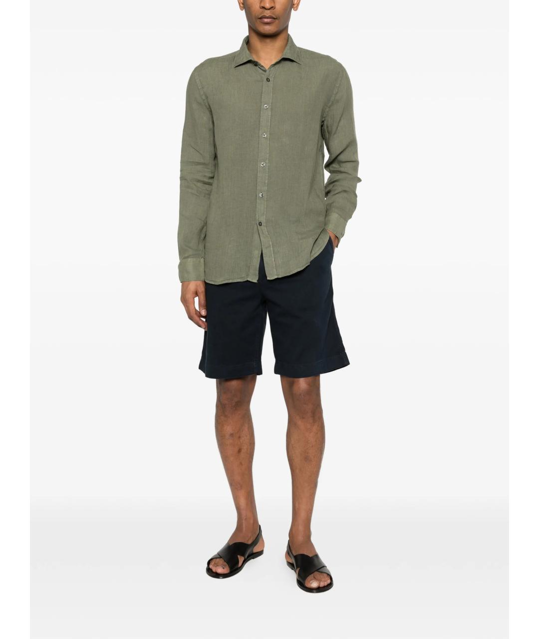 120% LINO Зеленая льняная кэжуал рубашка, фото 2