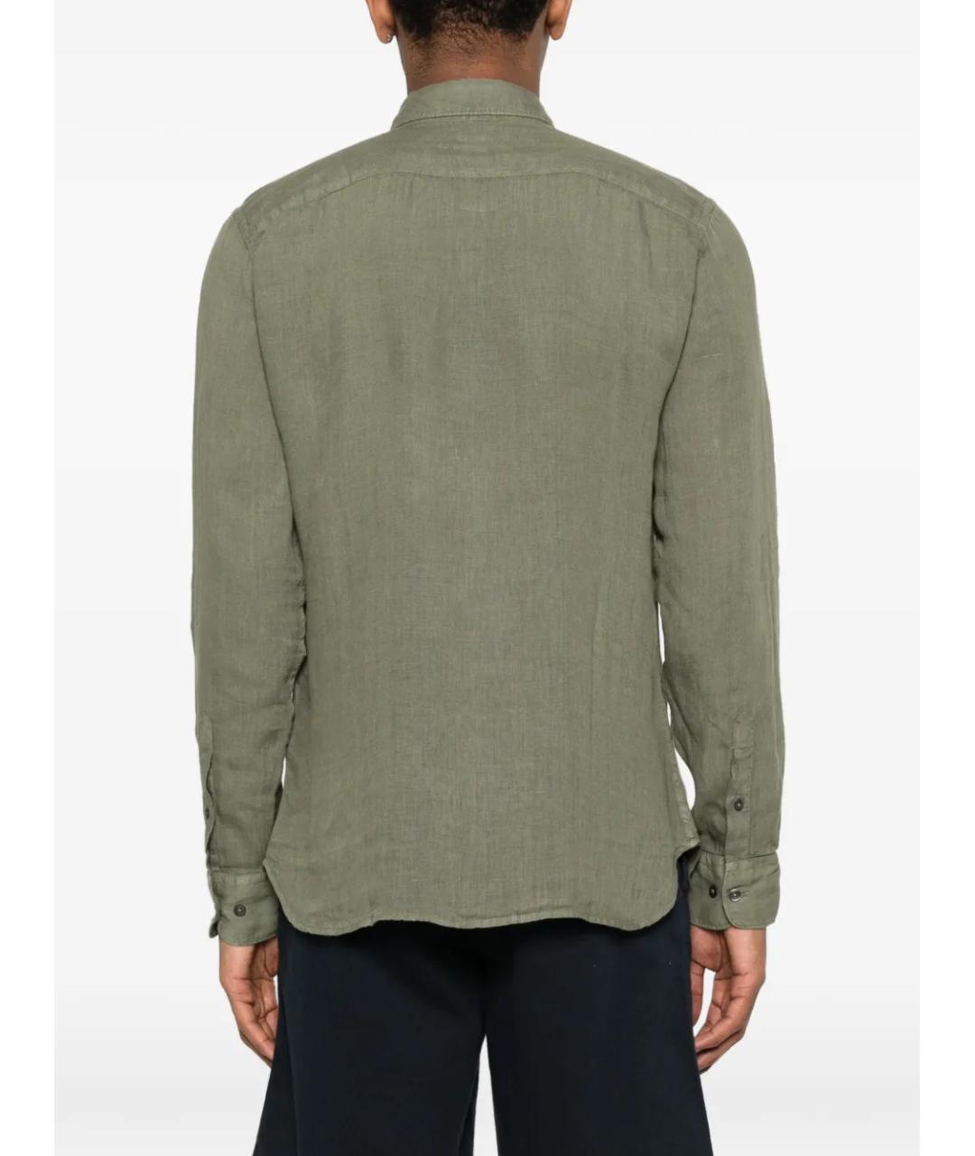 120% LINO Зеленая льняная кэжуал рубашка, фото 4