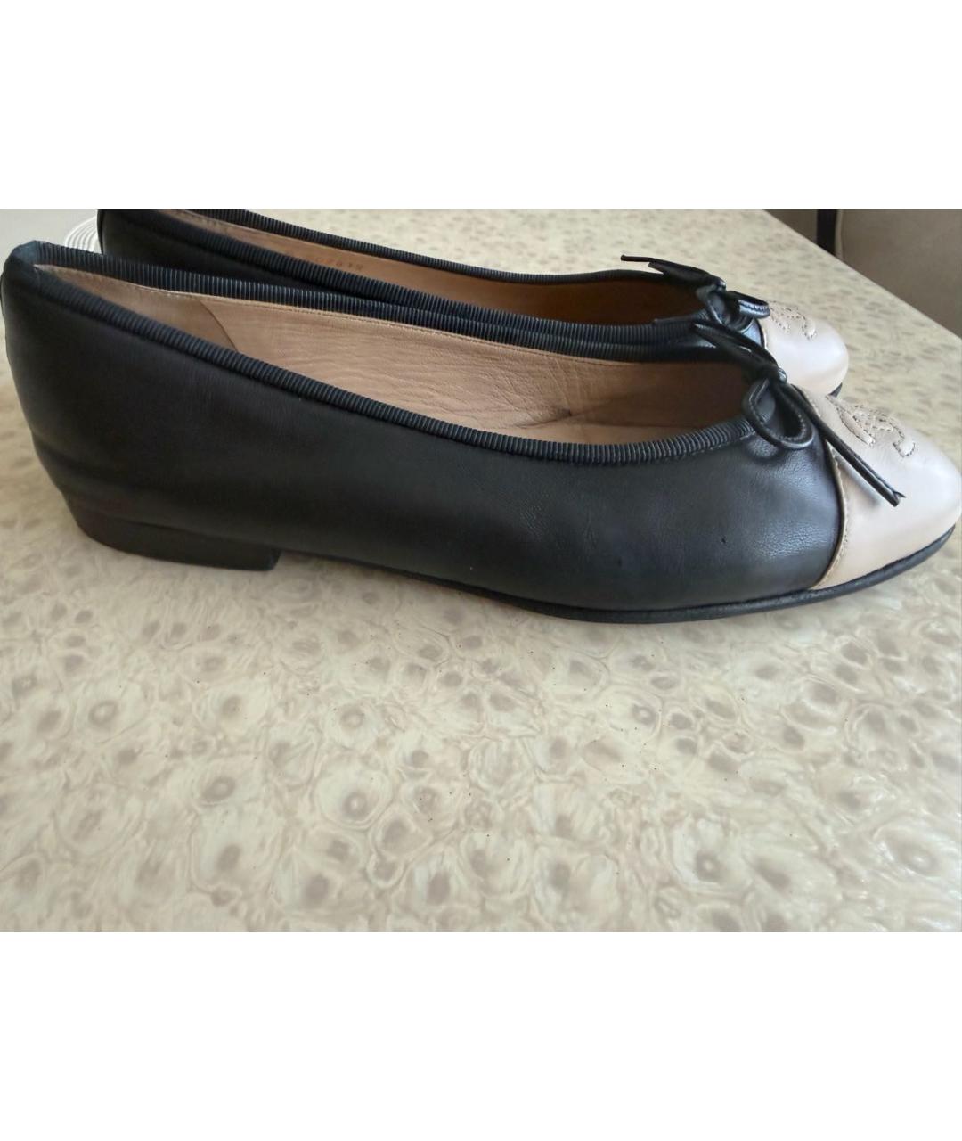 CHANEL Черные кожаные балетки, фото 5