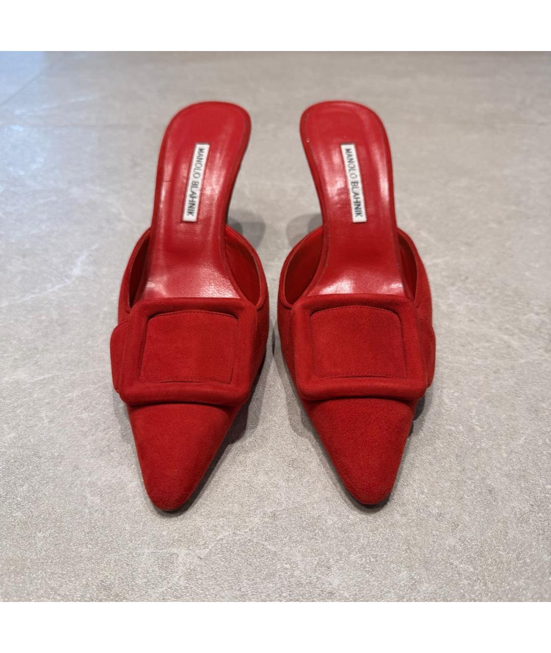 MANOLO BLAHNIK Красные замшевые мюли, фото 2