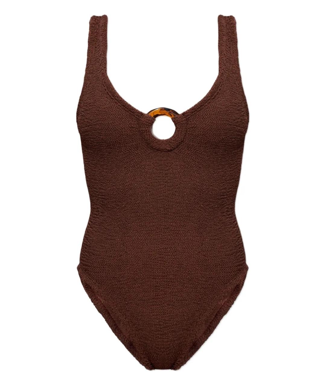 HUNZA G Коричневый полиамидовый купальник, фото 1
