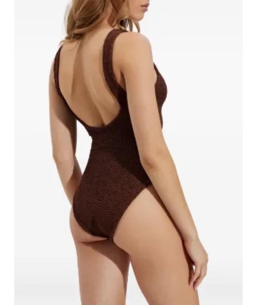 HUNZA G Коричневый полиамидовый купальник, фото 5