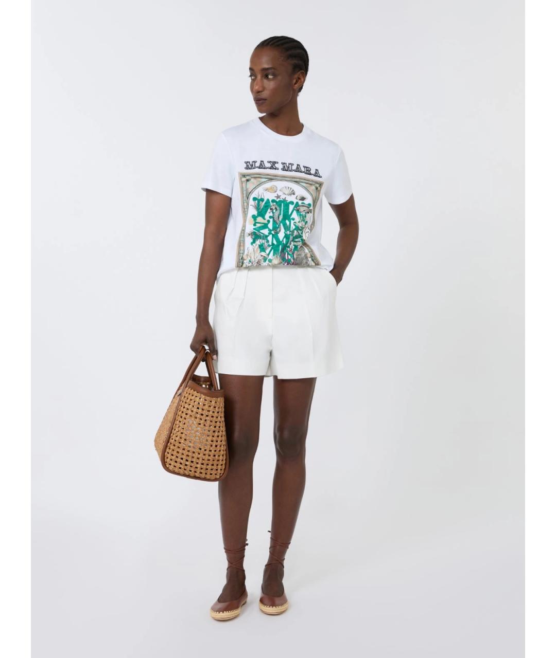 MAX MARA Белая хлопковая футболка, фото 2