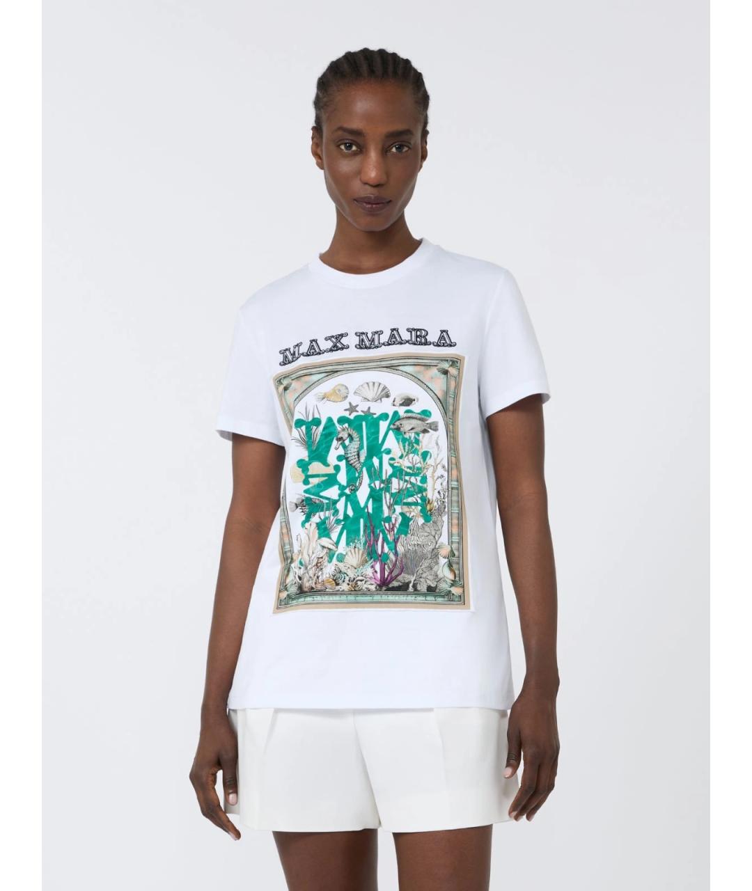 MAX MARA Белая хлопковая футболка, фото 3