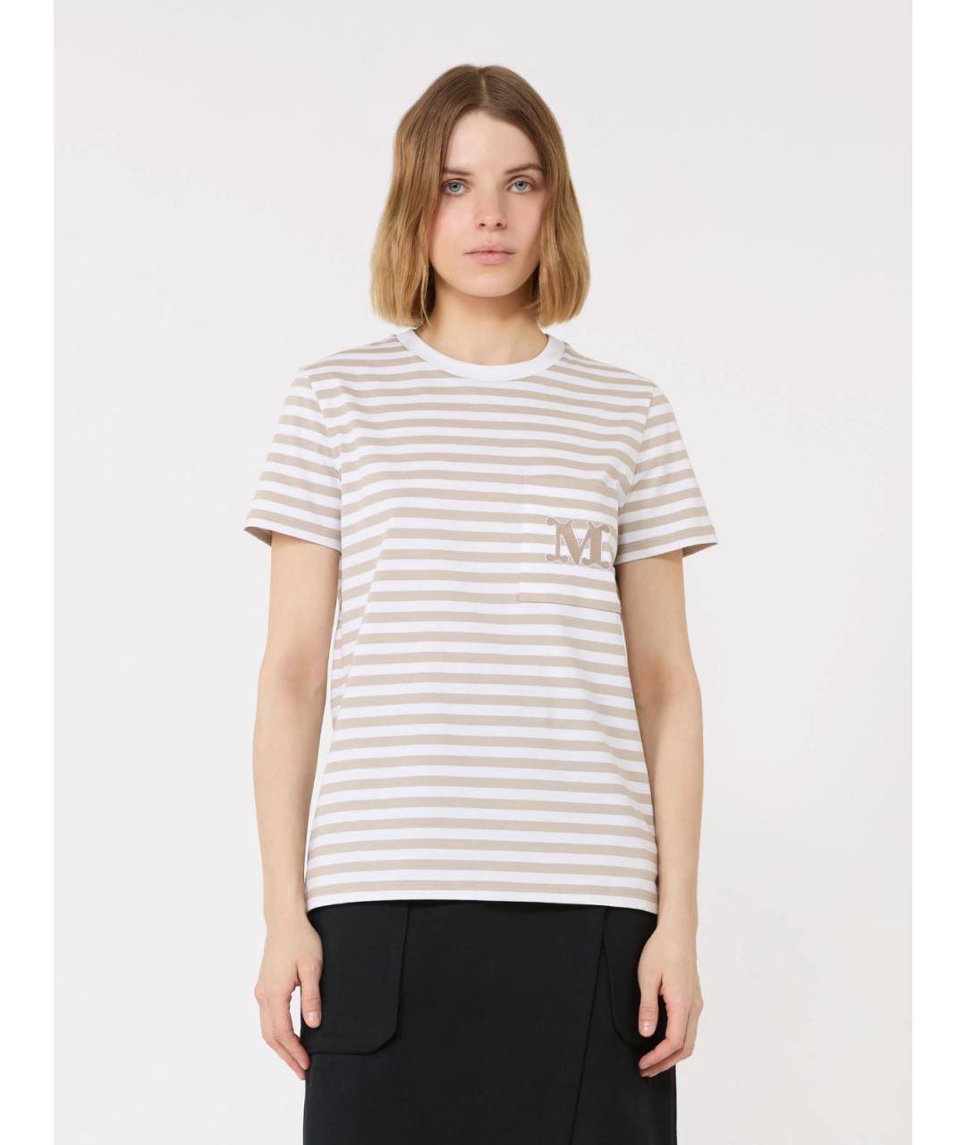 MAX MARA Бежевая хлопковая футболка, фото 3