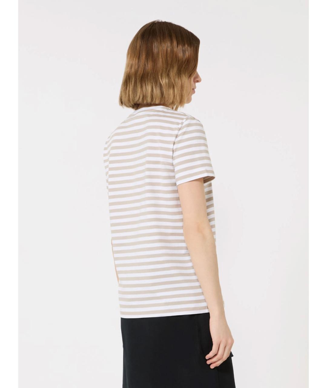 MAX MARA Бежевая хлопковая футболка, фото 4