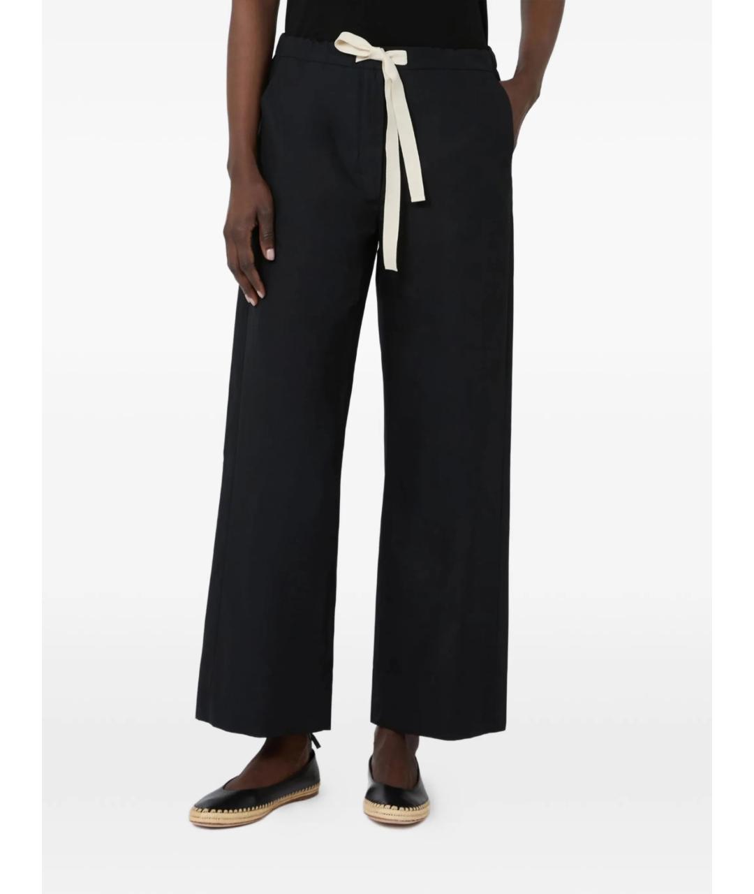 'S MAX MARA Черные хлопковые прямые брюки, фото 2