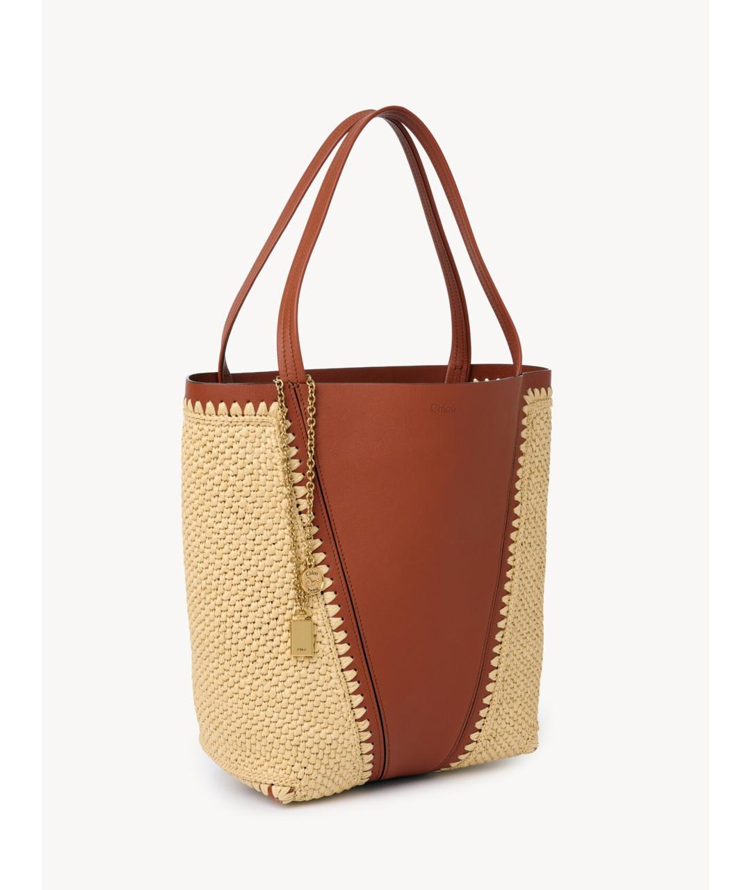 CHLOE Бежевая пелетеная сумка тоут, фото 4