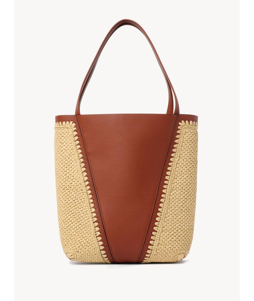 CHLOE Бежевая пелетеная сумка тоут, фото 5