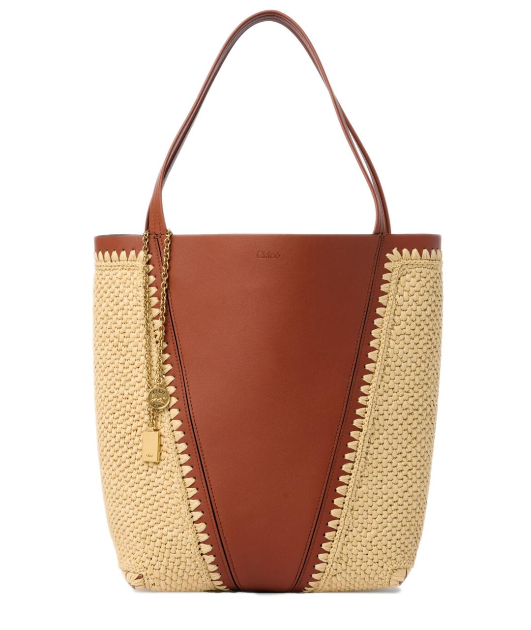 CHLOE Бежевая пелетеная сумка тоут, фото 1