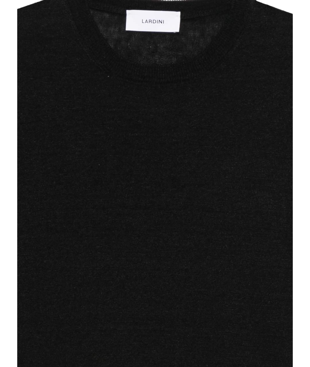 LARDINI Черная хлопко-леновая футболка, фото 3