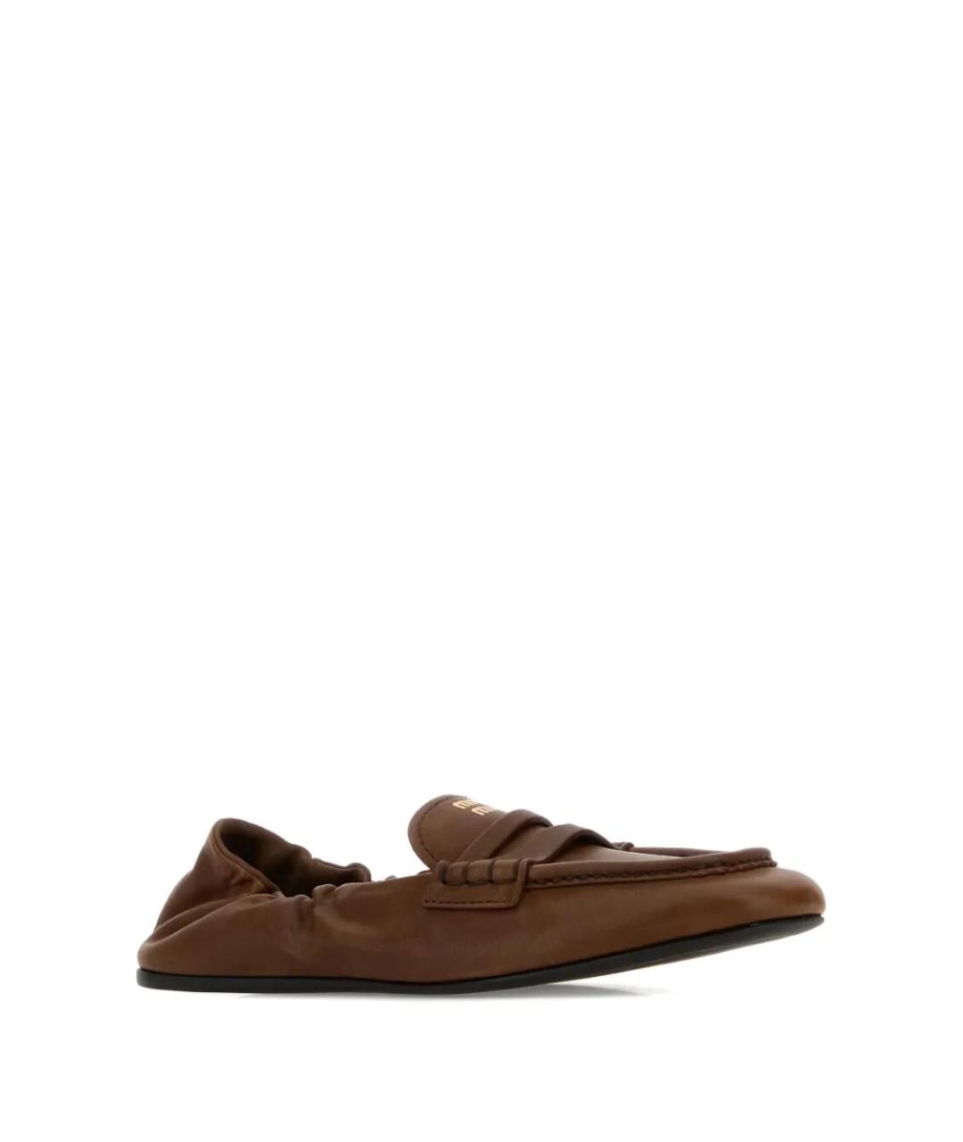 MIU MIU Коричневые кожаные лоферы, фото 2