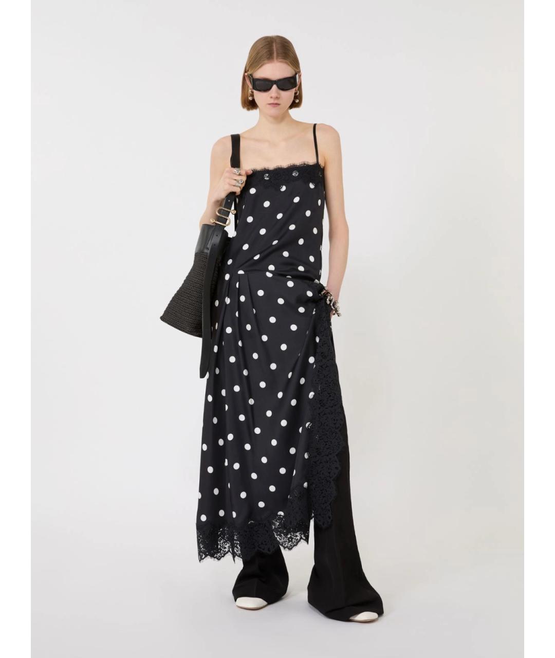 SPORTMAX Черное шелковое повседневное платье, фото 2