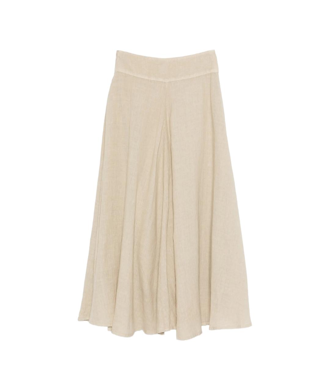 120% LINO Бежевая льняная юбка миди, фото 2