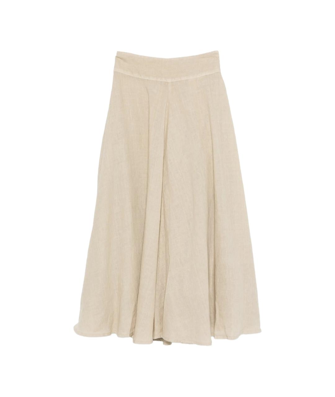120% LINO Бежевая льняная юбка миди, фото 1
