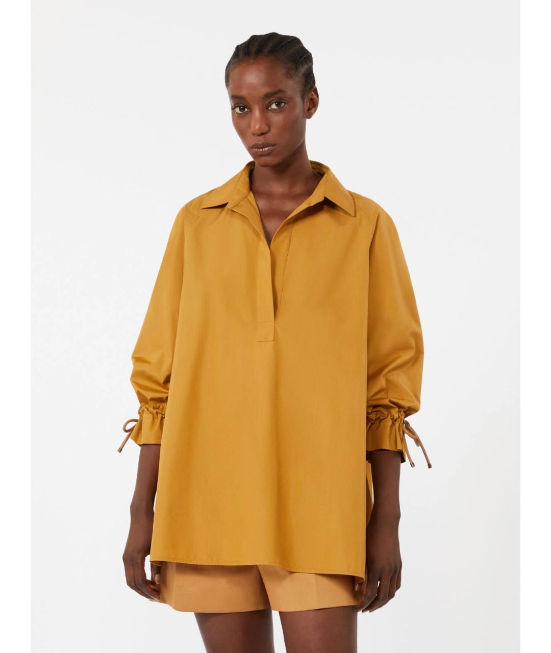 MAX MARA Горчичная хлопковая рубашка, фото 2