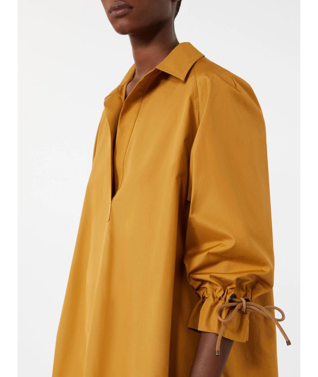 MAX MARA Горчичная хлопковая рубашка, фото 4