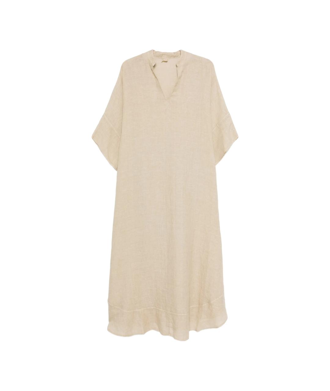 120% LINO Бежевое льняное платье, фото 1