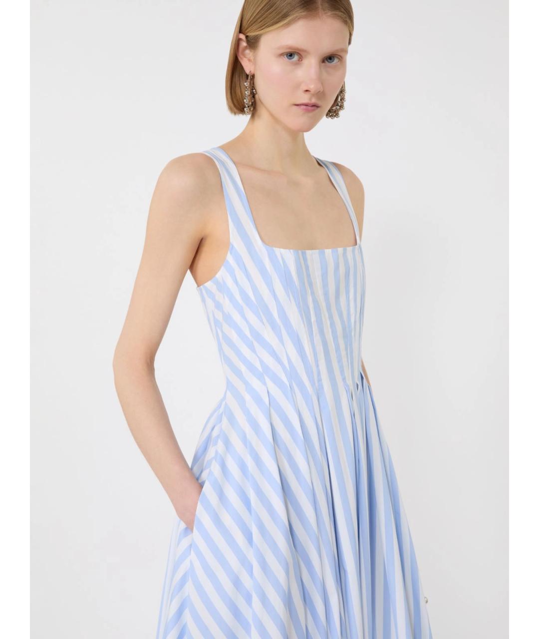 SPORTMAX Голубое хлопковое повседневное платье, фото 5