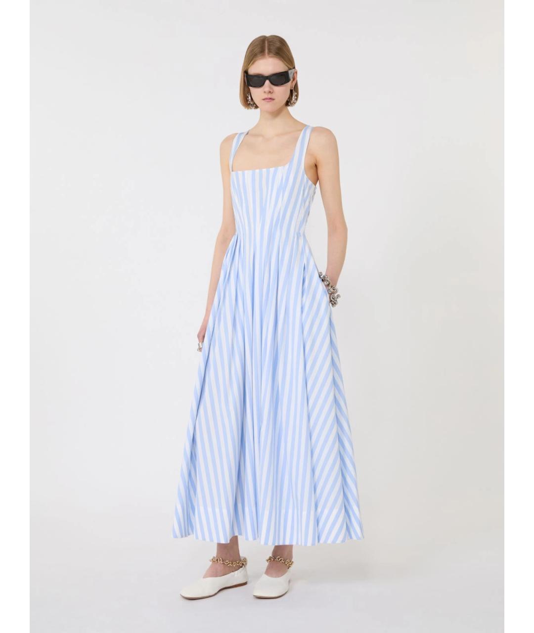 SPORTMAX Голубое хлопковое повседневное платье, фото 2