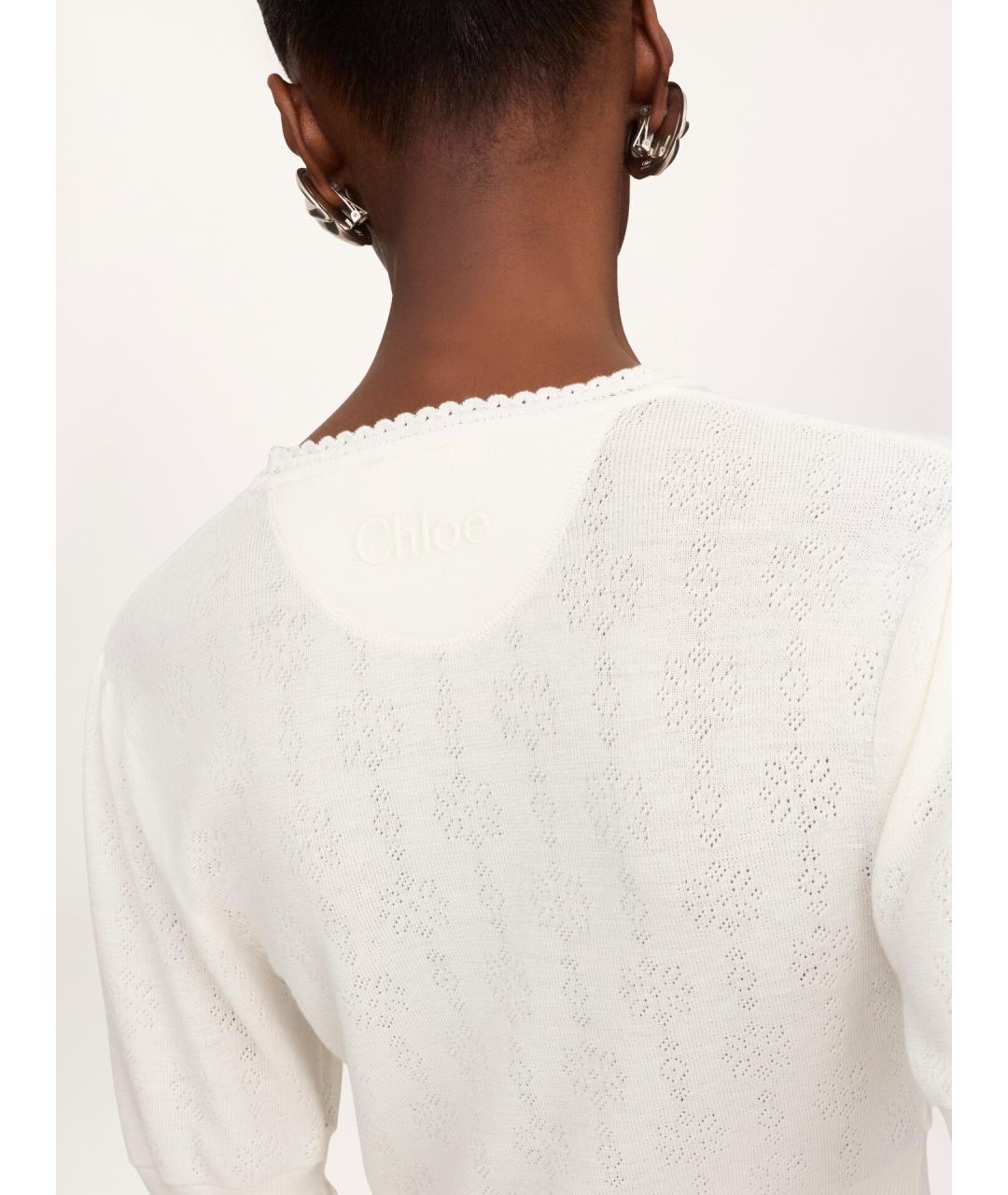 CHLOE Белый шерстяной джемпер / свитер, фото 7