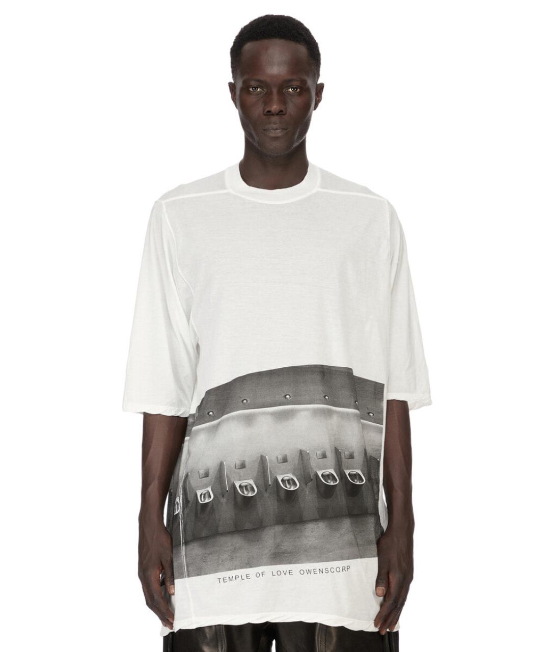 RICK OWENS Белая хлопковая футболка, фото 1