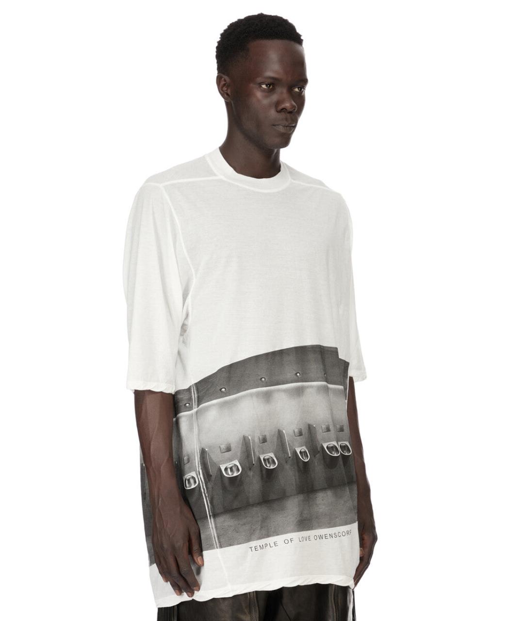 RICK OWENS Белая хлопковая футболка, фото 2