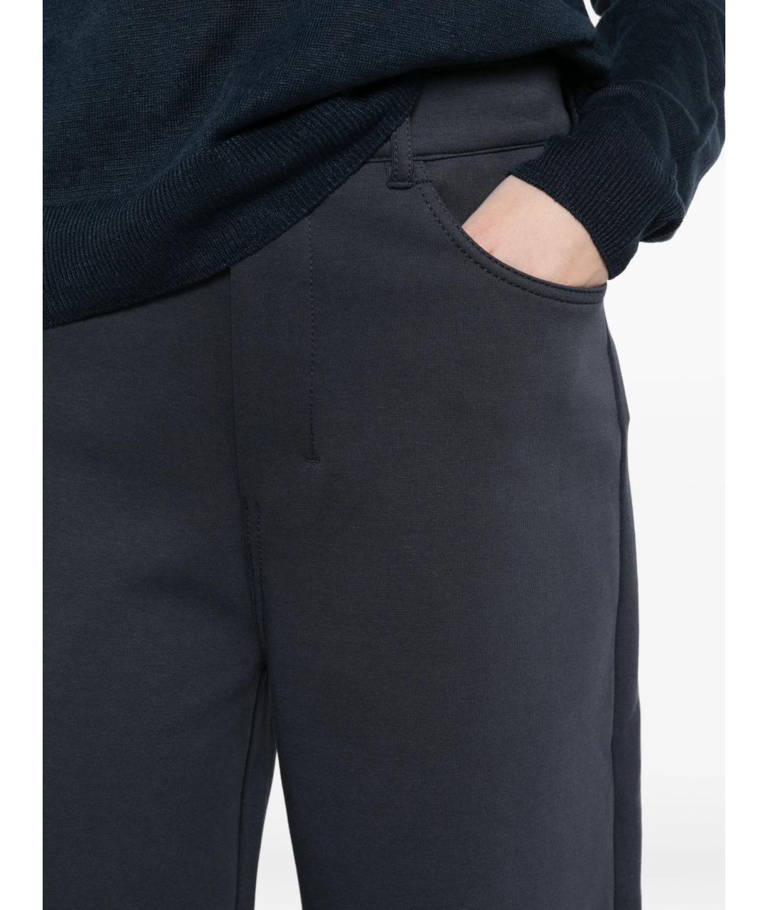 'S MAX MARA Синие хлопковые прямые брюки, фото 5