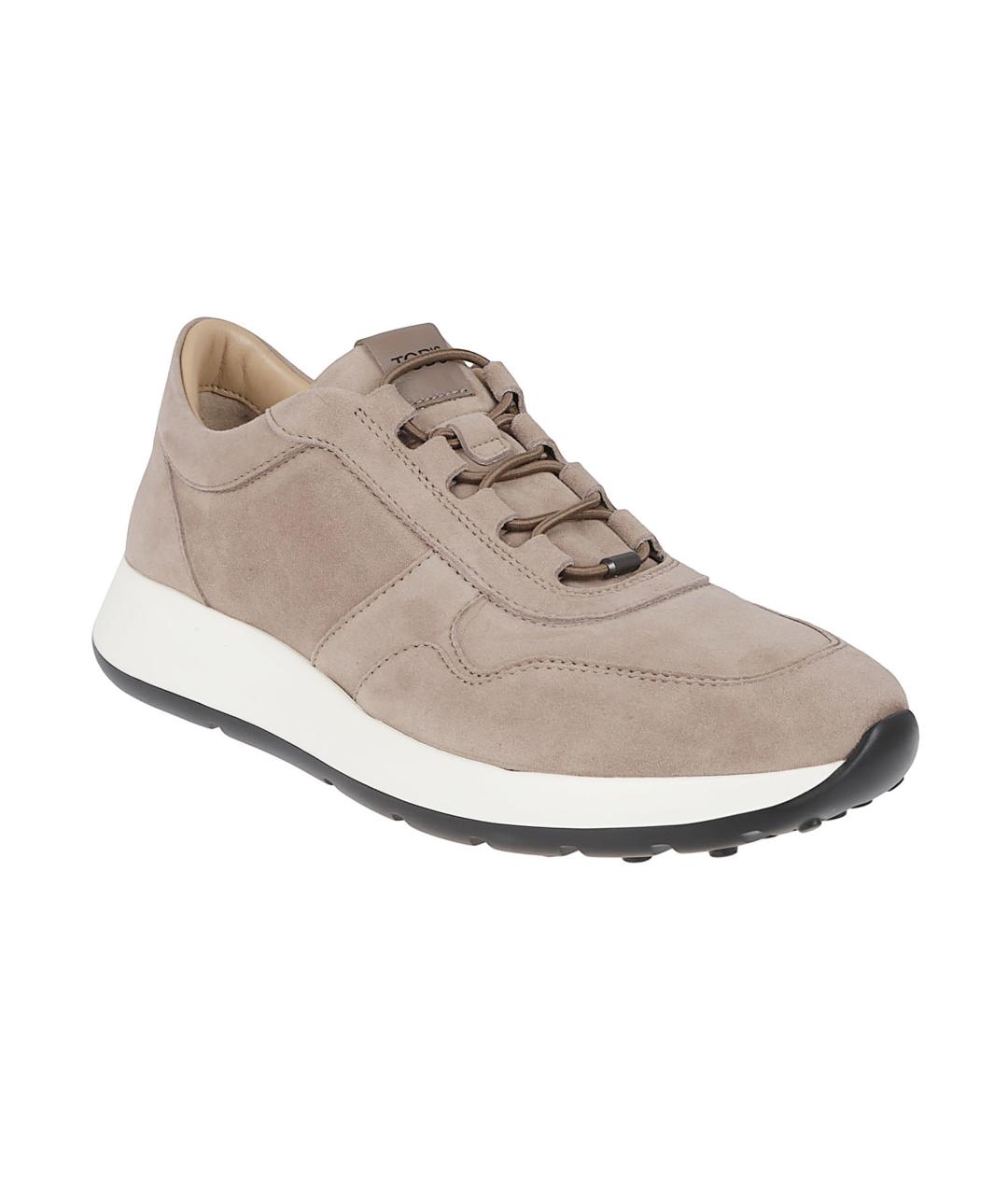 TOD'S Бежевые замшевые низкие кроссовки / кеды, фото 2